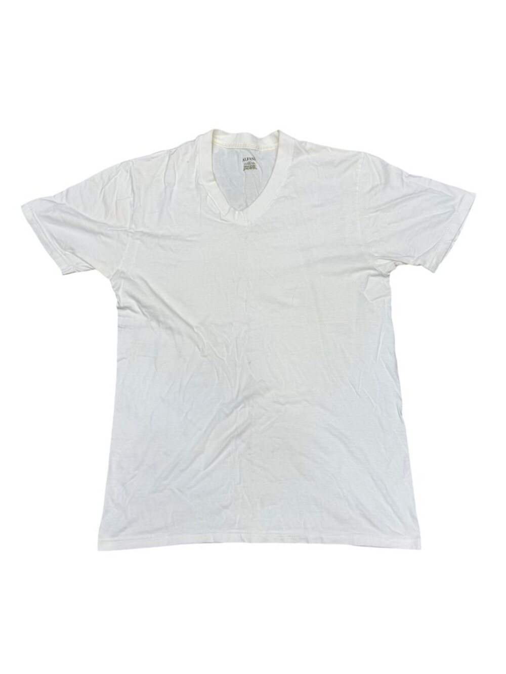 Alfani White V-Neck T-Shirt L 100% Combed Cotton Made In Canada Undershirt Pima